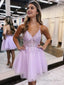 A Line Backless Tulle Appliqued Homecoming Dresses
