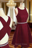 A Line Bateau Sleeveless Short Mini Homecoming Dresses With Beading Bandage