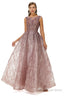 A Line Beaded Jewel Appliques Lace Floor Length Cap Sleeve Prom Dresses