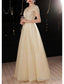 A Line Beautiful Back Elegant Prom Dresses Jewel Neck Short Sleeve Floor Length Lace With Beading Appliques