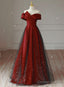 A Line Black And Red Satin Long Prom Dress, Sweetheart Satin Prom Dress