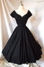 A-Line Black Satin Cocktail Prom Dress Homecoming Dresses