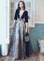 A Line Black Tulle And Velvet Long Prom Dress, Black Prom Dresses With Lace Applique