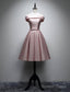 A Line Bridesmaid Dresses Off Shoulder Sleeveless Elegant Tea Length Satin With Bow(S) Pleats