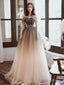 A Line Brown Long Prom Dress, Off Shoulder Brown Prom Graduation Dresses