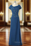 A Line Cap Sleeves Royal Blue Mother Of The Bride Dresses