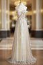 A-line Champagne Halter Sequins Prom Dresses