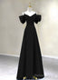 A-Line Chiffon Black Off Shoulder Sweetheart Prom Dress, Black Chiffon Party Dress