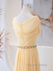A-Line Chiffon Long Prom Dresses, Sweetheart Neck Chiffon Formal Dresses