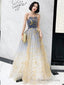 A Line Color Block Sparkle Engagement Prom Dresses Strapless Sleeveless Floor Length Sequined With Sequin