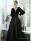 A Line Prom Gowns Dresses Wedding Floor Length Long Sleeve V Neck Satin With Crystals Sequin