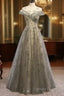 A Line Prom Gowns Elegant Dresses Wedding Floor Length Short Sleeve Tulle With Pleats