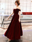 A Line Prom Gowns Elegant Dresses Wedding Guest Ankle Length Short Sleeve Off Shoulder Velvet With Sleek