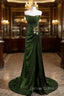 A Line Green Sequins Mermaid Long Prom Dress, Mermaid Sequins Green Prom Dresses
