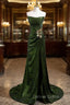 A-line Green Sequins Mermaid Long Party Dresses, Mermaid Sequins Green Prom Dresses