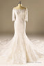A Line Half Sleeve Mermaid Lace Beaded Wedding Dresses With Appliques