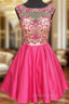 A Line Illusion Cap sleeve Rhinestone Sweet Little Homecoming Dresses