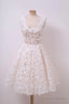 A Line Ivory Lace Homecoming Dress Square Neck Short Prom Dresses