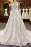 A-Line Ivory White Sweetheart Embroidery Sleeveless Prom Dresses