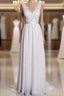 A-Line Lace V-Neck Backless Sheath Long Wedding Dresses