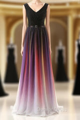 A-Line Long Floor Length Chiffon V-neck Pleats Bridesmaid Dresses