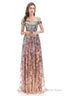 A Line Off Shoulder Long Prom Dresses