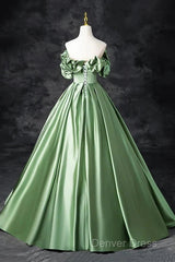 A-Line Off The Shoulder Formal Satin Long Evening Dresses Prom Dresses