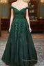 A Line Off The Shoulder Glitter Appliqued Tulle Prom Dress Prom Dresses with Regular Straps