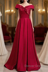 A-Line Off The Shoulder Prom Dresses Pure Color Sexy Long