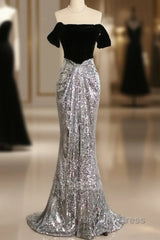 A Line Off The Shoulder Sexy Sequin Formal Dresses Bridesmaid Dresses Evening Gown Prom Dresses