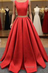 A Line One-Piece Jewel Open Back Long Prom Dresses