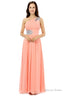 A Line One Shoulder Chiffon Beaded Crystals Coral Bridesmaid Dresses