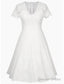 A Line Prom Dress Elegant Dresses Homecoming Knee Length Short Sleeve V Neck Satin With Appliques