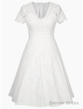 A-Line Party Dresses Elegant Dress Homecoming Knee Length Short Sleeve V Neck Satin With Appliques