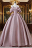A Line Pink Satin Long Prom Dress, Pink Long Prom Dresses