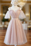 A Line Pink Straps Tulle Bridesmaid Dresses