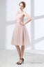 A Line Pink Tulle Lace Pleats Knee Length Homecoming Dresses