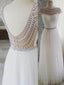 A Line Bateau Floor Length Tulle Prom Dresses With Beading