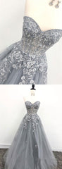 A-Line/Princess Floor-Length Tulle Prom Dresses