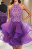 A Line Halter Short Mini Tulle Homecoming Dresses