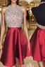 A-Line/Princess Halter Short/Mini Satin Homecoming Dresses With Beading