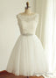 A Line Lace Sleeveless Short Wedding Dresses With Beading