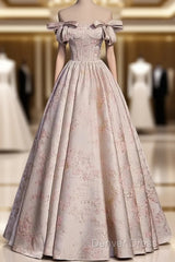 A-Line Princess Off Shoulder Floral Long Party Dresses Sweetheart Prom Dresses Evening Dresses