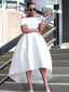 A Line Off The Shoulder Asymmetrical Satin Prom Dresses