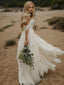 A Line Off The Shoulder Floor Length Chiffon Wedding Dresses