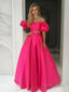 A Line Off The Shoulder Floor Length Satin Prom Dresses
