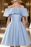 A Line Off The Shoulder Short Mini Chiffon Homecoming Dresses With Ruffles