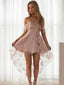 A Line Off The Shoulder Short Mini Lace Homecoming Dresses