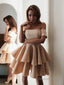A Line Off The Shoulder Short Mini Satin Homecoming Dresses