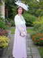 A Line Scoop Ankle Length Charmeuse Mother of the Bride Dresses With Applique